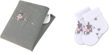 Стернталер м'яка ковдра ослик Еммі, м'яка, вік Для немовлят від народження, 75 х 100 см, світло-блакитний/різнокольоровий (пучок зі шкарпетками, білий, 14 ЄС)