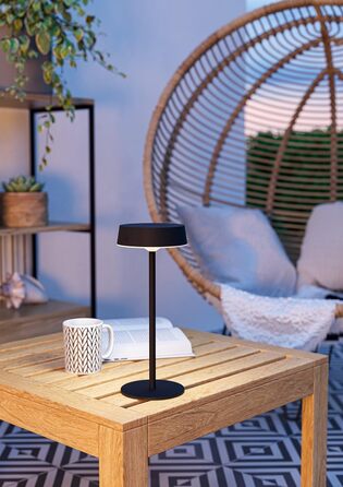 LED сонячна настільна лампа EGLO Simeri для вулиці, бездротова, акумуляторна, сенсорне регулювання яскравості, металева, IP54, білий, тепле/нейтральне/холодне біле світло