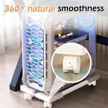 Підставка для комп'ютера SPORWAY: регульована платформа з роликами, під стіл, для корпусу ПК (біла)