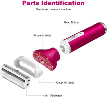 Жіноча електробритва Eurobuy 4 в 1, акумуляторний епілятор USB з 4 знімними насадками