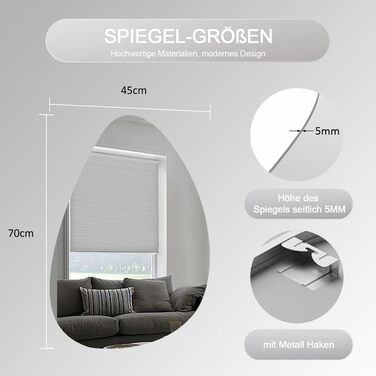 Дзеркало для ванної кімнати Spiegel Schwarz 40x60 см з металевим каркасом, прямокутне, для ванної, вітальні, спальні, гостьового туалету