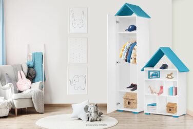 Меблі для дитячої кімнати 190,5x47,5x46см - Дитячі меблі - Шафа-купе для дитячої кімнати - Предмет меблів у формі будиночка - Етажерка для дівчаток і хлопчиків - рожевий (блакитний)