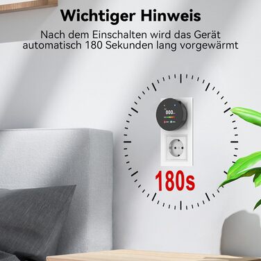 Детектор чадного газу та газу з вилкою, 4-в-1 CO-детектор з датчиком температури та вологості, з акустичним сигналом для дому та автокаравану, 1 шт. (Чорний)