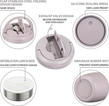 Термоконтейнер для їжі Itslife 970мл, термоконтейнер з кришкою, з нержавіючої сталі з ложкою, термотермос для їжі, ланчбокс для супів, дитячого харчування, каші (зелений) (фіолетовий)
