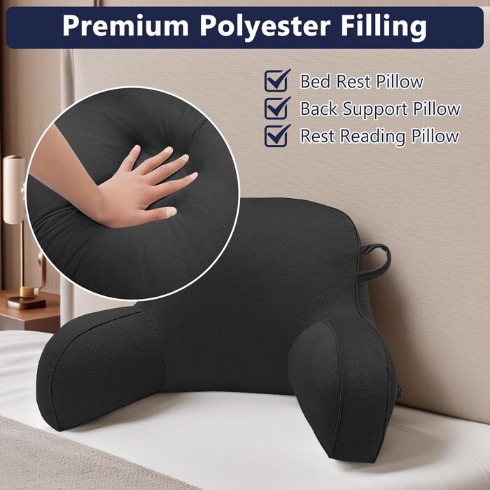 Підлогове крісло-мішок з підлокітниками, для читання та відпочинку, чорне