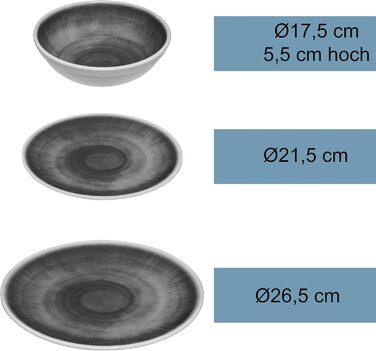 Набір посуду з меламіну Тоскана Пастель для 4 осіб - кольоровий - з мандала-орнаментом. Підходить для миття в посудомийній машині. Ідеально для кемпінгу, подорожей, фестивалів, пікніків та вечірок на природі (16 предметів: келихи 290 мл, кольоровий стіл)