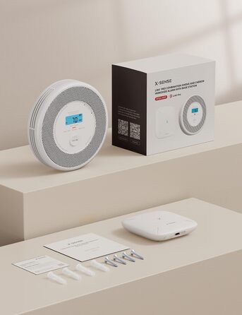 Датчик диму та CO X-Sense з Wi-Fi, голосовий сповіщення та визначенням місця розташування, 2-в-1, з базовою станцією SBS50, XP0A-MR11