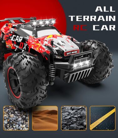 Радіокерований позашляховик Carox 1:18, 2.4 GHz, 25 км/год, червоний. RC монстр-трак з підсвіткою для гри