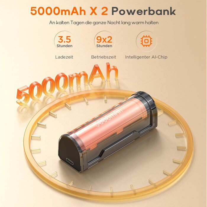 Електричний грілка для рук MyCARBON 10000 mAh USB-C, 9 годин роботи, 3 режими, багаторазовий, для жінок та чоловіків, подарунок для кемпінгу, туризму, гольфу