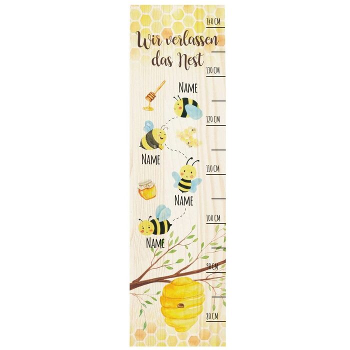 Гравірована лінійка планка в якості прощального подарунка виховательці і няні з іменами дітей з дерева-розміри шкали 80-140 см-Розмір 20 х 70 х 2 см Колір планка бджоли