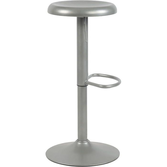 Набір з 2 барних стільців CLP Williston, регульована висота, з підставкою для ніг, обертаються, з захистом для підлоги, срібний колір