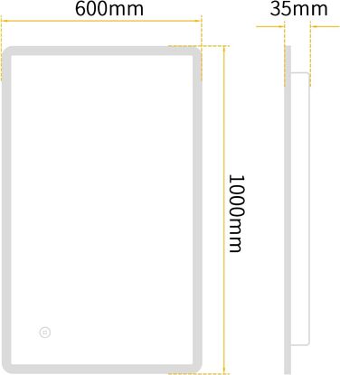 Дзеркало для ванної кімнати з LED-підсвічуванням BD-Baode 40x60 см, 3 режими світла, сенсорне керування