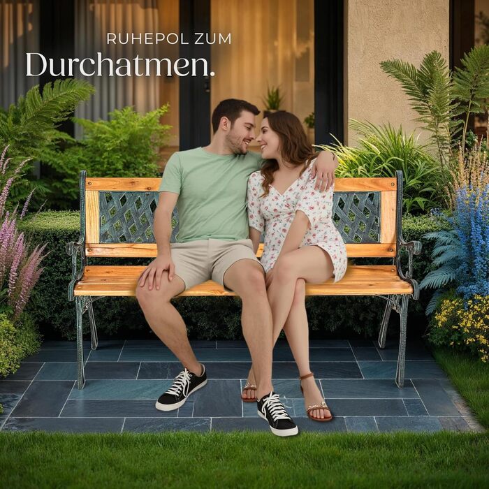 Гарна лавка для саду Tectake® на 2 особи, з дерева, у стилі кантрі. Ідеально підходить для зимового саду, балкону або саду. Розміри: 119,5 x 62 x 83 см (модель 'Michaela')