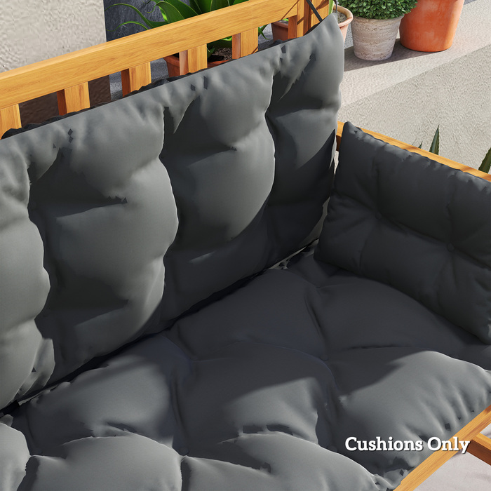 Набір подушок для вуличних меблів (лавка або гамак-крісло), двокольоровий, поліестер, піна, 180 x 110 x 8 см, темно-сірий