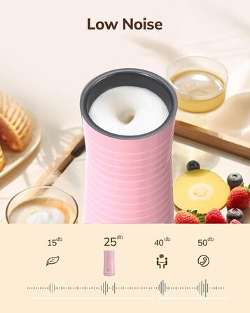 Morpilot Електричний спінювач молока 4-в-1, для лате, капучино, макіато (рожевий)