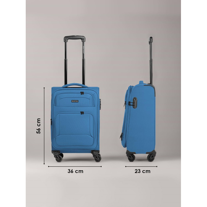 Набір валізак Smartbox 3 шт. для жінок та чоловіків | Легкі та міцні валізи-ролери, якісний softcase, 4 колеса та кодовий замок | Розширювані | Slate-blue (Сіро-блакитний), розмір S (56 см)