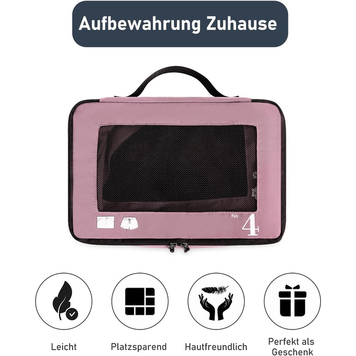 Набір органайзерів для подорожей ECOHUB (7 шт), дорожні компресійні сумки з переробленого PET, рожеві