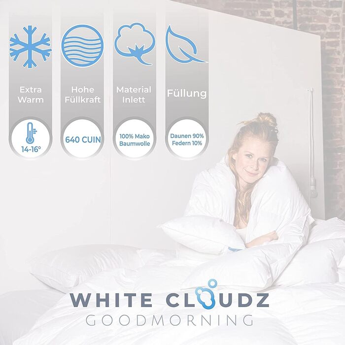 Пухова ковдра White Cloudz Graz 140x220 см - Зима (155x220 см, Warmth Class 4 - Extra Warm)