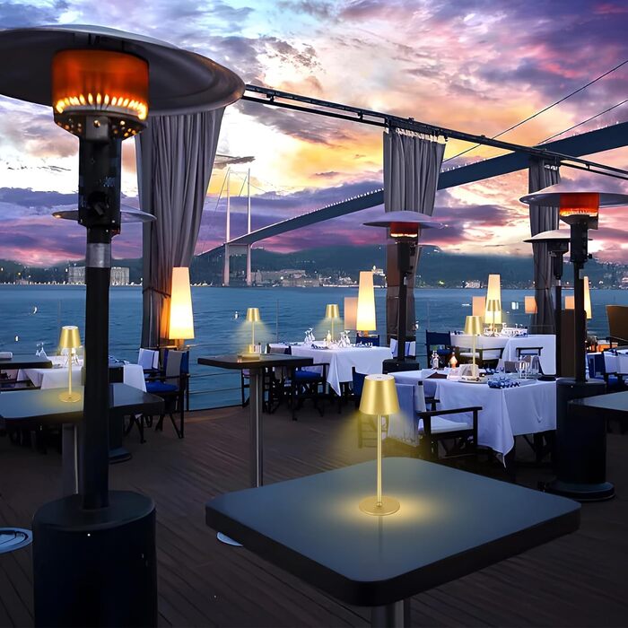 Бездротова лампа настільна LED з регулюванням яскравості та 3 колірними температурами, сенсорне керування, зарядка USB-C, для дому, відпочинку та кемпінгу (G1pack-gold)