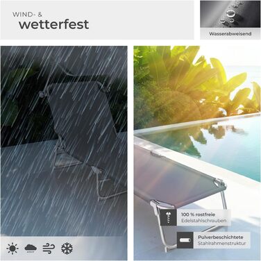 Шезлонг для саду Tectake з сонцезахистом, розкладний, для балкона/тераси, з регульованою спинкою, пляжний, до 110 кг - сірий