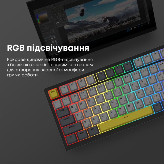 Дротова механічна клавіатура Ajazz AK820 Sea Salt Switch Black (AK820-SS-BGY)