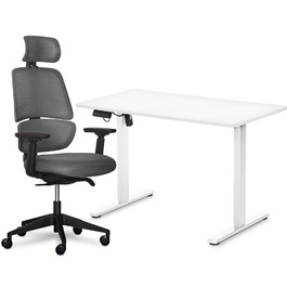 Комплект Mealux PowerDesk Lite White + Leo Air Plus Grey (арт. EVO-201 Lite W/W+Y 546 KBG)