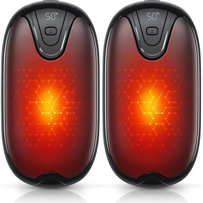 Електричні грілки для рук, набір 2 шт., перезаряджаються, портативні, 3 режими нагріву, ідеальний подарунок для спорту, гольфу, кемпінгу, чорний