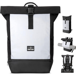 Рюкзак Johnny Urban для жінок і чоловіків - Allen Medium - Роллтоп з відділенням для ноутбука для велосипедного бізнесу Uni - 15 л - екологічний - водовідштовхувальний (чорний - світловідбиваючий)