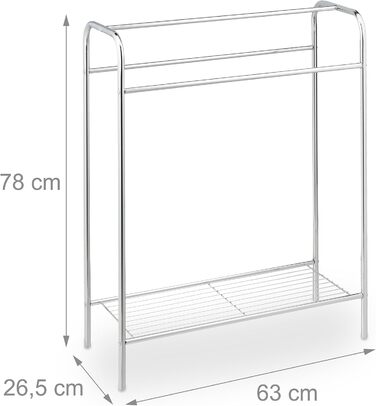 Рушникосушка Relaxdays, 3 шт. анги, полиця, окремо стояча, сталь, 78x63x26.5 см, срібло, пластик