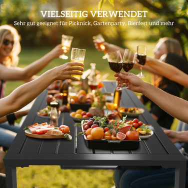 Набір садових меблів на 4 особи: 1 стіл та 2 лавки, метал, чорний колір