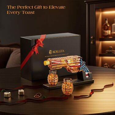 Набір скляного графину для віскі Kollea з келихом у формі гранату, подарунок для чоловіків, батька, друга, військових, святковий набір
