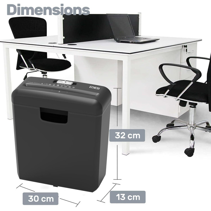 Шредер для дому та офісу Ediesi: знищення до 6 аркушів, для кредитних карт, CD та DVD, 10 літрів