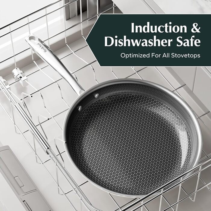 Сковорода Redchef з антипригарним покриттям, 20 см, чорна. Керамічна сковорода для яєць та омлетів, не містить PFAS, PFOA, PTFE. Підходить для індукційних плит, можна мити в посудомийній машині та використовувати в духовці.