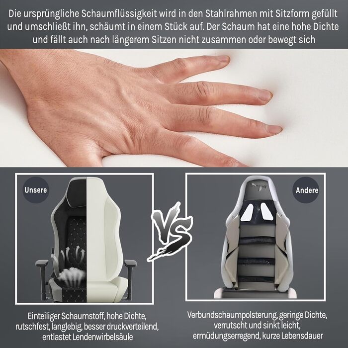 Ігровий крісло WOLTU, офісне крісло ергономічне, з інтегрованим м'яким наповнювачем, адаптивною підтримкою попереку, підніжкою, підлокітниками, оксамитовим покриттям, металевим каркасом, чорний + сірий, GS05szg Чорний+сірий Оксамит