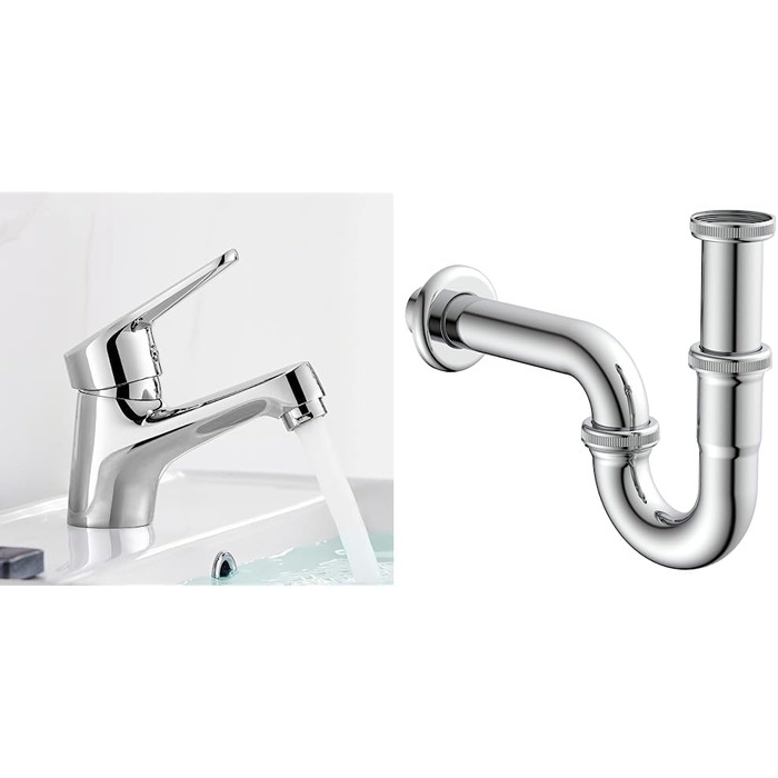 Змішувач для ванної кімнати Ibergrif з одним важелем, висота 60 мм, без висувної каналізаційної трубки. Хромований, з керамічною картриджі, без протікання, економія води, підключення 3/8