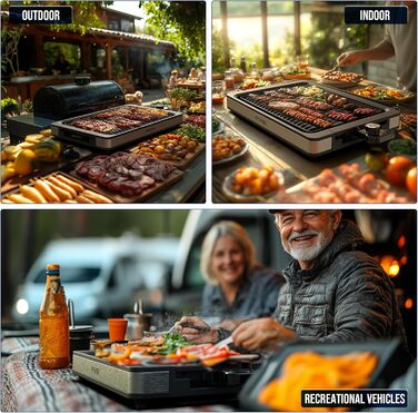 Електричний гриль FIMEI для столу 1800W з антипригарним покриттям, регулюванням температури, для балкону, дому та вулиці, з піддоном для збору жиру (можна мити в посудомийній машині)