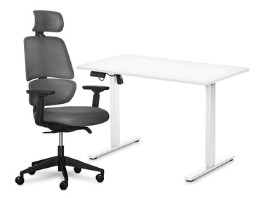 Комплект Mealux PowerDesk Lite White + Leo Air Plus Grey (арт. EVO-201 Lite W/W+Y 546 KBG)