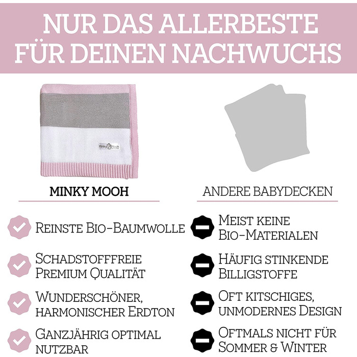 Дитяча ковдра Minky Mooh, бавовна-100 органічна бавовна, ЕКО-текстиль, пухова ковдра, дитяча ковдра для новонароджених, ковдра для новонароджених, літня та зимова Бавовняна ковдра, дитяча ковдра для хлопчиків (рожева)