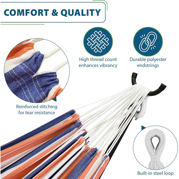 Гамак Vivere Doppel Baumwolle з підставкою, 250 см, помаранчевий (Orange Punch)