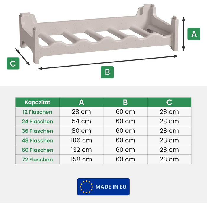 Стеллаж для вина ARTECSIS з пластику, 72 пляшки, для HoReCa, модульний, сірий