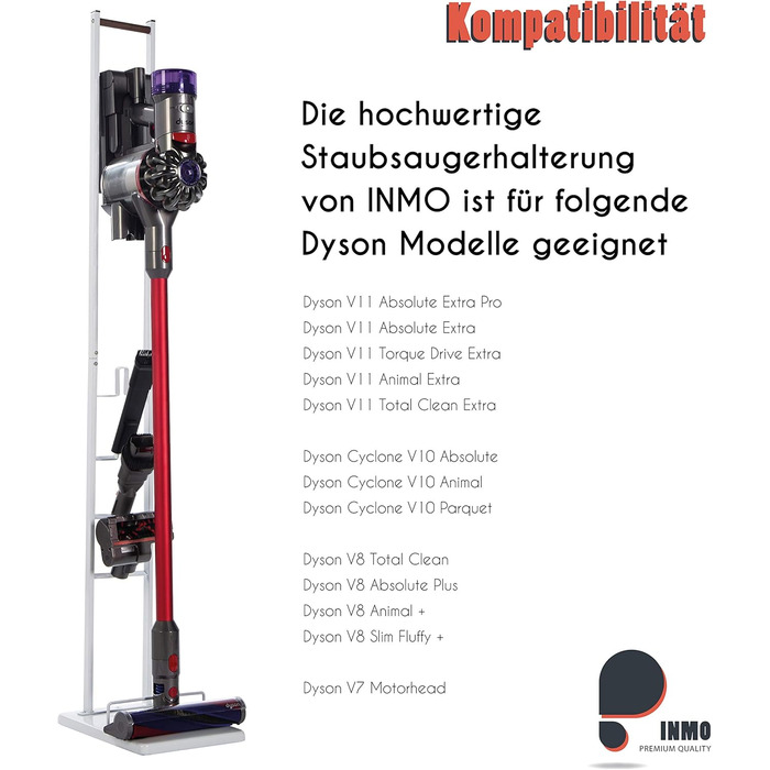 Кронштейн для пилососа INMO для Dyson V6-V11, DC30-DC59, білий, окремо стоячий, без свердління