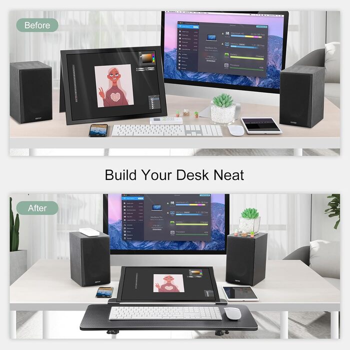 VAYDEER Подовжувач для столу з підставкою під руки та клавіатуру, чорний - Ergonomic Desk Extender