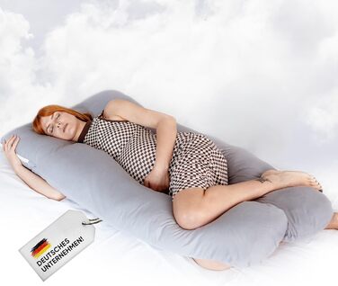 Подушка для сну на боці з двома чохлами - подушка для годування XXL, вагітна подушка для сну | Подушка для вагітних | Body Pillow | Подушка для сну та терапії | Комфортна подушка | Гнутий наповнювач з бавовняного джерсі