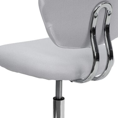 Офісне крісло Flash Furniture H-2376-F-WHT-GG, середня спинка, біла сітка, хромована основа, без підлокітників