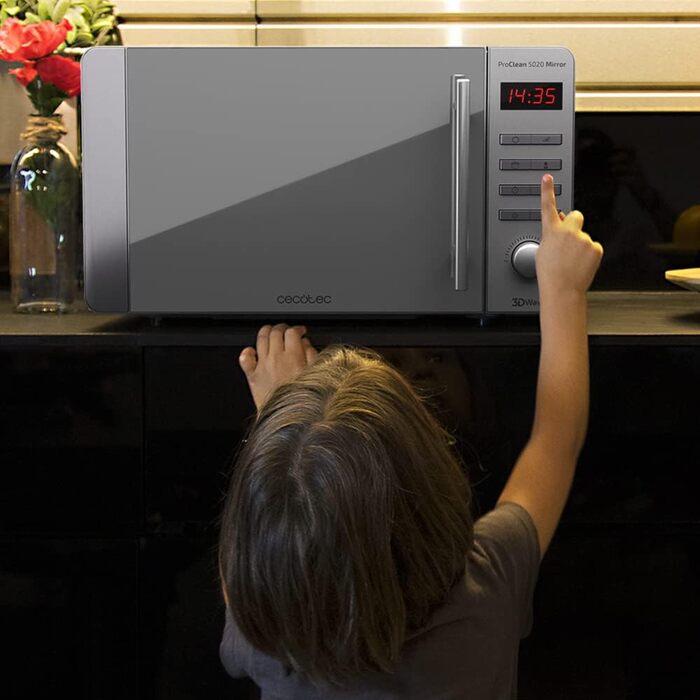 Мікрохвильова піч Cecotec Pro Clean 5020 Mirror 20л, 700 Вт, нержавіюча сталь, LCD дисплей, 8 програм, 3D Wave, функція Ready 2 Clean