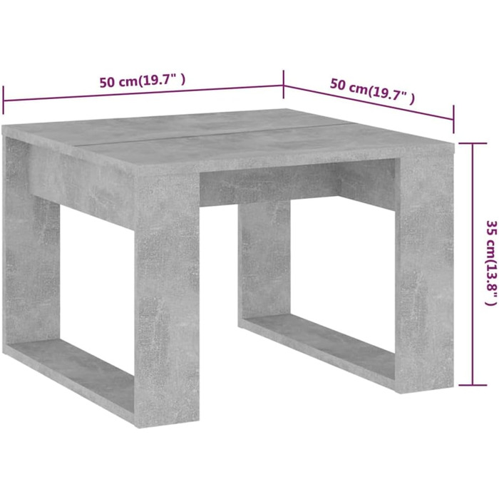 Журнальний столик Журнальний столик Стіл для вітальні Журнальний столик Журнальний столик Журнальний столик Стіл для вітальні Меблі для вітальні 50x50x35 см Інженерна деревина (сірий бетон)