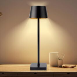 LED настільна лампа Seihoae бездротова, 6000mAh, IP54, алюміній, сенсорне керування, тепле світло, для спальні, кав'ярні, ресторану, чорна LED настільна лампа Seihoae бездротова, 6000mAh, IP54, алюміній, сенсорне керування, тепле світло, для спальні, кав'ярні, ресторану, чорна