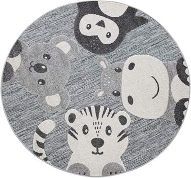 Домашній дитячий килим, круглий ігровий килимок сучасний 3D ефект, розмір колір (діаметр 160 см круглий, сірий 3)