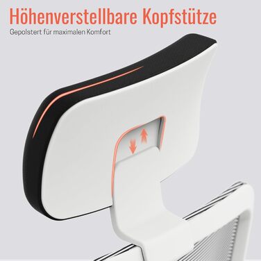 Yaasa Chair Plus: Ергономічне офісне крісло з підголівником, 2D-підтримкою спини та 4D-підлокітниками - Біле, Pro. Переможець тесту! До 150 кг.