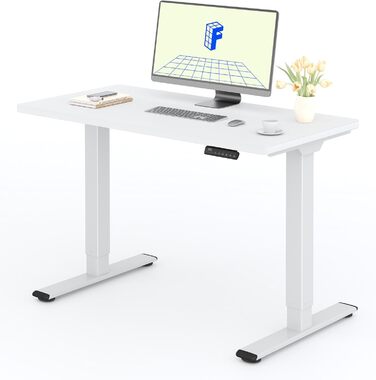Регульований за висотою стіл FLEXISPOT з 2 моторами та стільницею 25 мм, ергономічний офісний стіл - 120 x 60 см, білий колір